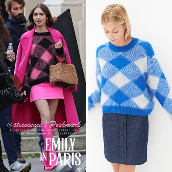 Sandro Sparks Wide Plaid Mohair Sweater ALT ASO Emily in Paris / Taylor Swift - Picture 2 of 14